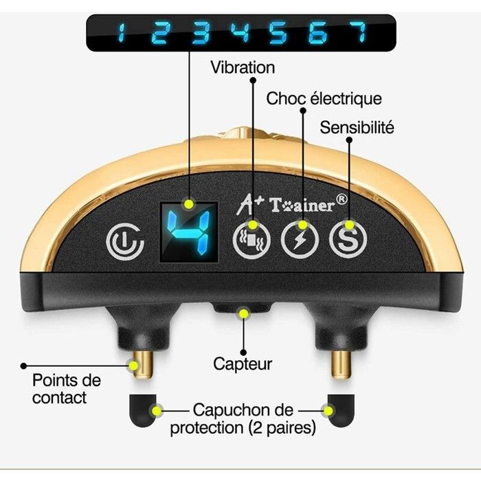 Comparer les prix de Collier Anti-Aboiement Électrique Rechargeable Chien - 7 Niveaux, 3 Modes (Vibration/Choc) - Étanche IP66 - Sangle 19-62cm (2020)