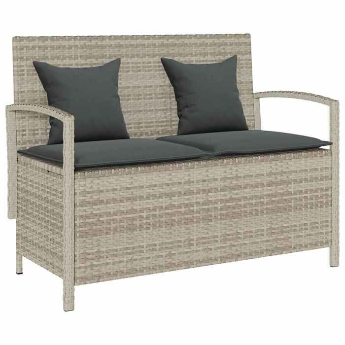 vidaXL Banc de rangement de jardin avec coussin polyrotin - vue 4