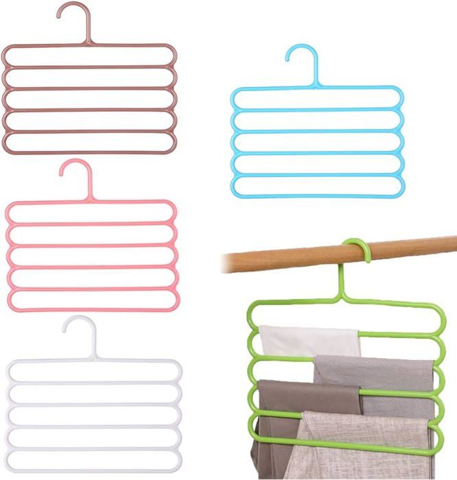 5 Pièces Porte Jeans Pantalons Cintres Cintres pour Pantalons 5 Couches PP Plastique Antidérapant Économie Espace Cintres pou