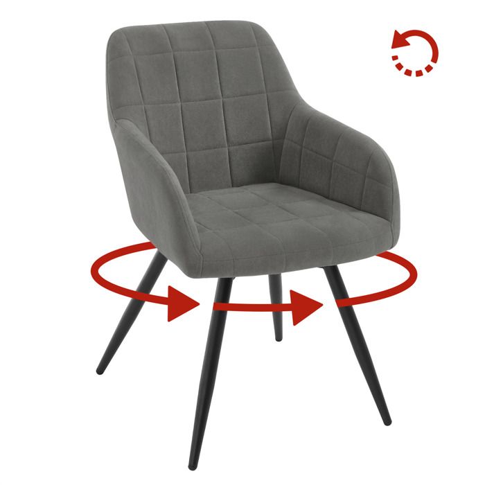 WOLTU Chaise Pivotante Salle à Manger Fauteuil Velours Pieds en Métal pour Salon Chambre Gris Foncé W0ATT1013-1 WOLTU Chaise Pivotante Salle à Manger Fauteuil Velours Pieds en Métal pour Salon Chambre Gris Foncé W0ATT1013-1