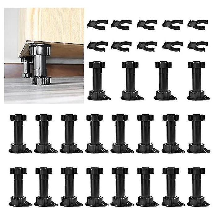 Lot de 20 pieds de meuble réglables avec clips pour armoire de cuisine