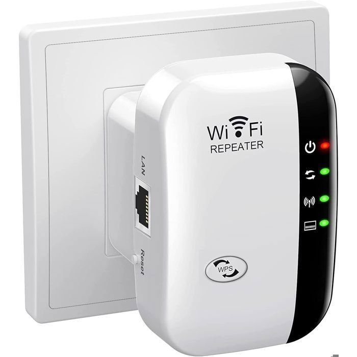 Repeteur WiFi, Nouveau 300Mbps/2,4 GHz Amplificateur WiFi Puissant, WiFi Range Booster WiFi Répéteur Extenseur Sans Fil Avec Port Ethernet,WiFi Extender Avec 2 Modes Connectez Plusieurs Appareils-Noir