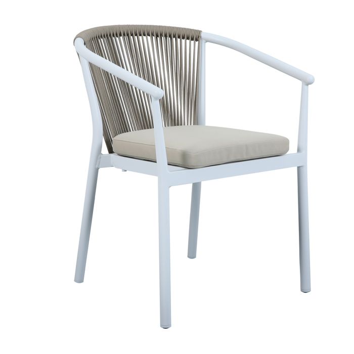 AXI Suvi Chaises de Jardin 2 Chaises Blanches - 57 x 41-61 x 78 cm Coussins en Polyester Kaki Dossier Corde doléfine 2 AXI Suvi Chaises de Jardin 2 Chaises Blanches - 57 x 41-61 x 78 cm Coussins en Polyester Kaki Dossier Corde doléfine 2