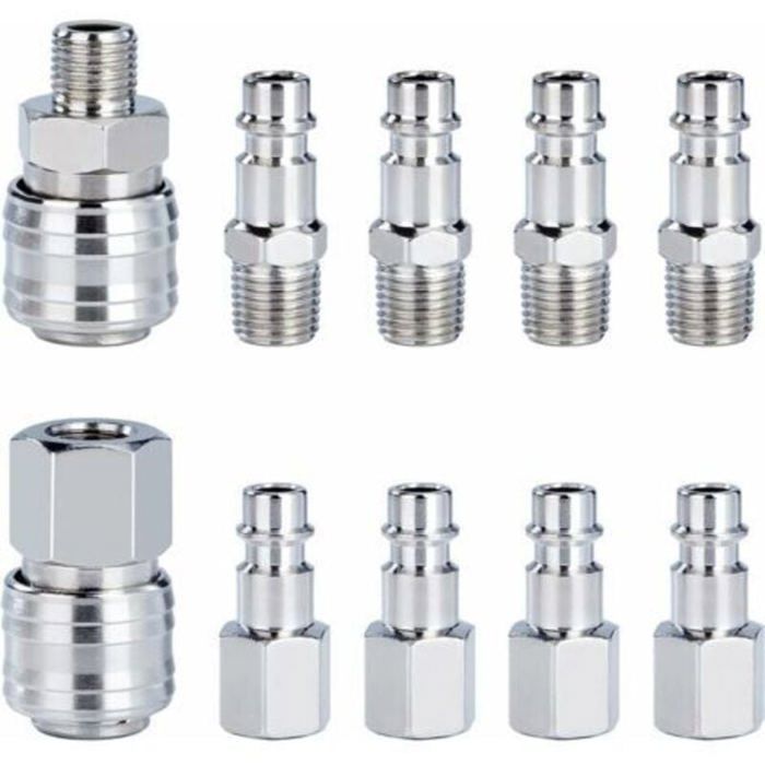 5 Raccords Rapides Pousser OD 12mm X 1/4" NPT Mâle - Pour Systèmes Air Industriel, Pneumatique, Freinage - 11