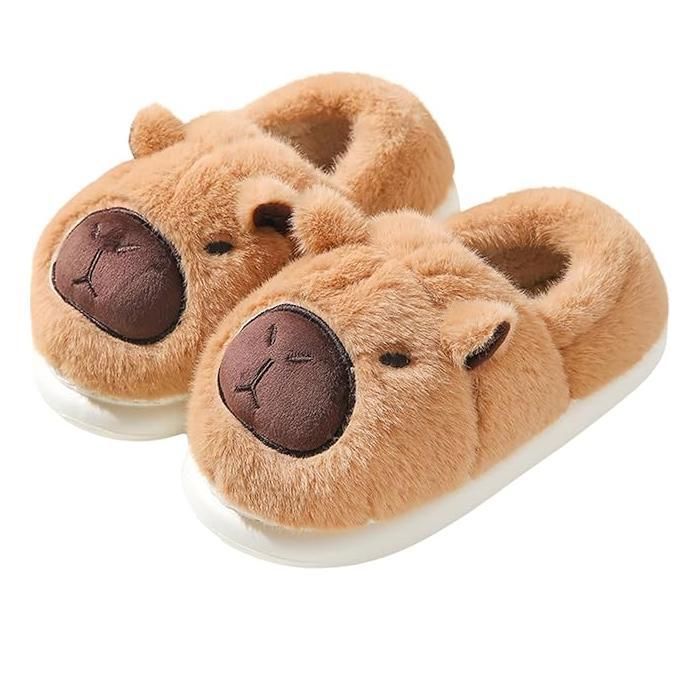 CHAUSSON DE DANSE.Chaussons dhiver en peluche Capybara femmes pantoufles douillettes et chaudes avec semelle épaisse antidérapante CHAUSSON DE DANSE.Chaussons dhiver en peluche Capybara femmes pantoufles douillettes et chaudes avec semelle épaisse antidérapante
