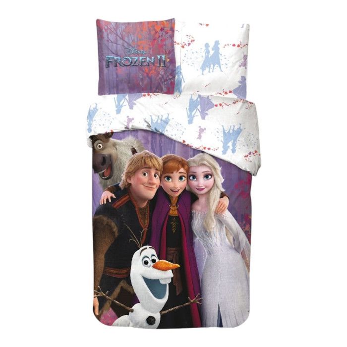 Parure de Lit Enfant - Reine des Neiges - 100% Coton - Housse de Couette 140x200 cm - Taie 65x65 cm