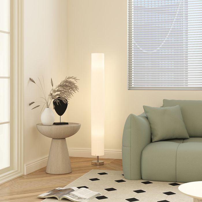 Lampe lampadaire colonne sur pied moderne lumière tamisée 40 W 14L x 14l x 120H cm inox blanc