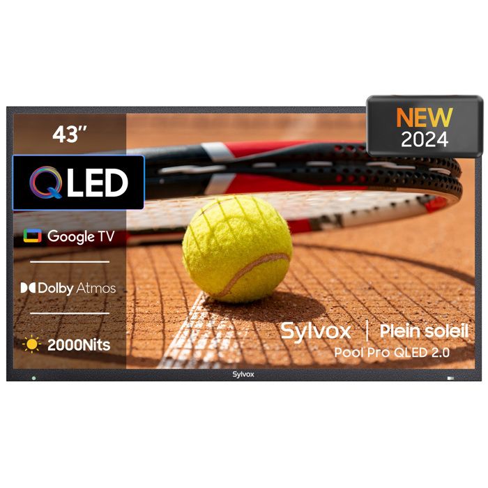 Téléviseur extérieur SYLVOX Pool Pro 2.0 TV 43” Google Smart TV 4K UHD 2000 nits IP55 étanche