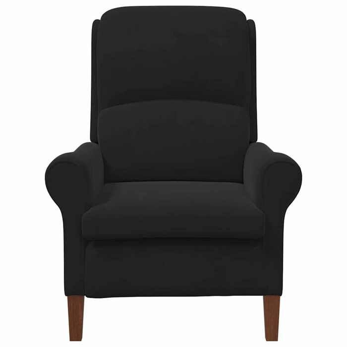 Fauteuil en velours - WIENS - Noir - 76x94x102 cm - Velours - Bois massif dhévéa - Design scandinave moderne