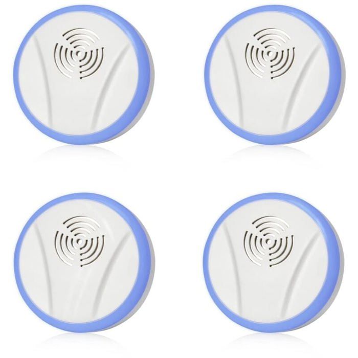 Répulsif ultrason moustique - MICH - Lot de 4 - Ultrasons insectifuge - Anti-rongeurs - 100 m² couverture - Sans bruit