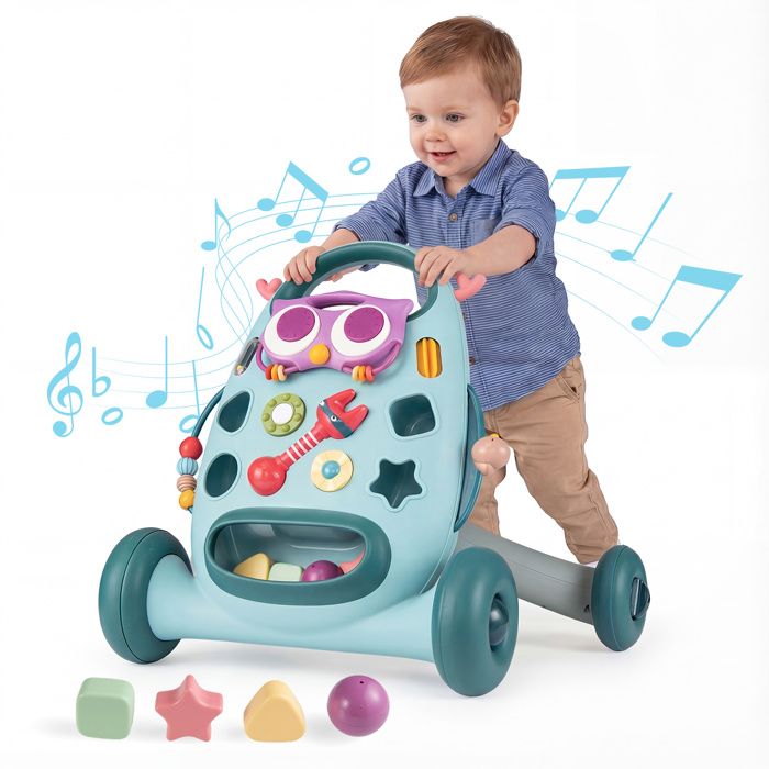 COSTWAY Trotteur Bébé 10+ Mois avec Lecteur Trieur de Formes Maracas et Perles Oiseau Coulissant Jouet Interactif Bleu COSTWAY Trotteur Bébé 10+ Mois avec Lecteur Trieur de Formes Maracas et Perles Oiseau Coulissant Jouet Interactif Bleu
