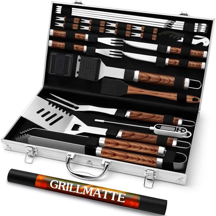 26pcs Kit daccessoires pour Barbecue ProfessionnelEnsemble dustensiles de Barbecue en