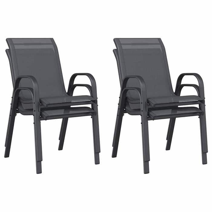 Mode Chaises empilables de jardin CHEZ YIYI Set de 4 Fauteuil de relaxation élégant Gris Tissu textilène 55x65x89cm _232685