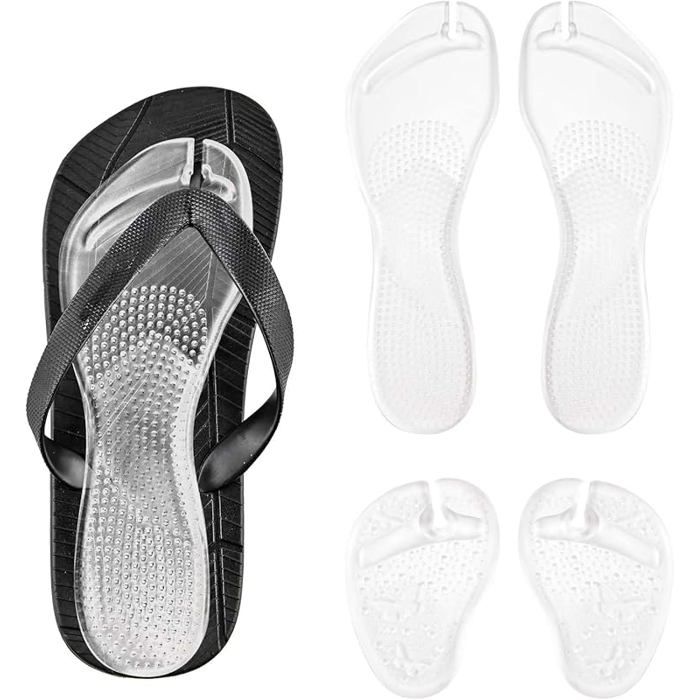 2pcs Coussinets pour Tongs 21x7cm 9x7cm Coussinets Métatarsiens en Gel Adhésifs Antidérapants Inserts Fins Transparent