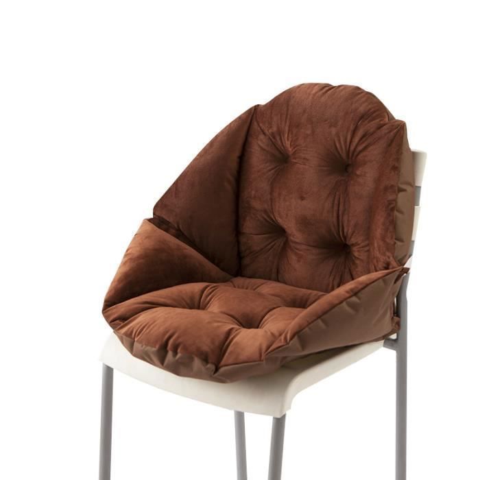 Coussin de Chaise avec Dossier siège Coquille Fauteuil Velours Douillet Elastique Impermeable Cafe 55*45cm