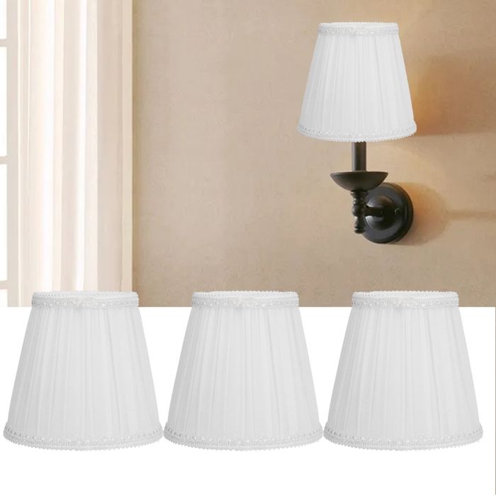 3pcs abat-jour tissu – Nosheir – E14 clip blanc – plissé moderne – pour chambre salon hôtel
