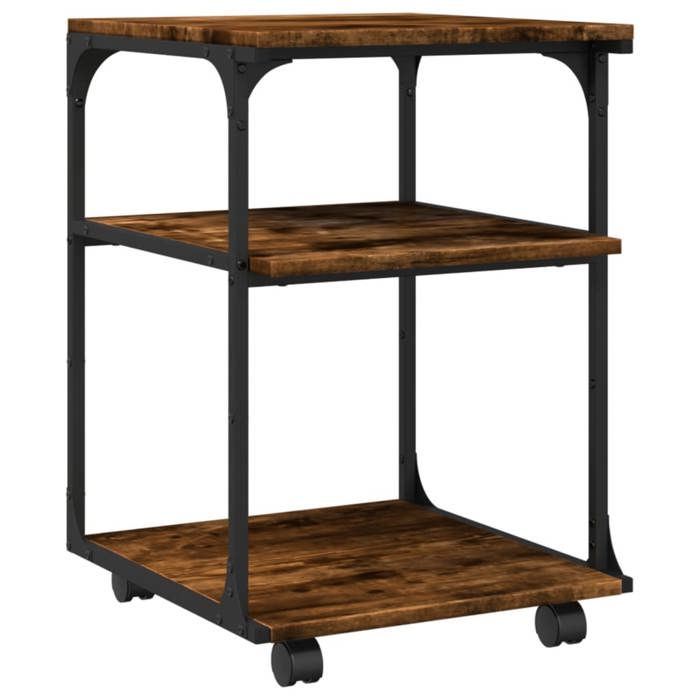 Support Dimprimante à 3 niveaux - vidaXL - meuble imprimante - bois dingénierie et acier - chêne fumé - 43 x 48 x 64 cm{uwu90m}