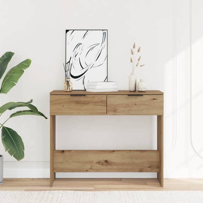 Console Meuble - vidaxl - Table d’Entrée (1 pc) - bois dingénierie - chêne artisanal - 90 x 36 x 75 cm@qab19n