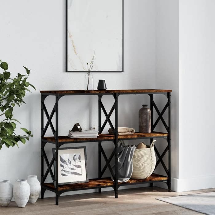 Console Meuble - vidaxl - Table d’Entrée (1 pc) - bois dingénierie - chêne fumé - 100 x 28 x 805 cm@skk12z