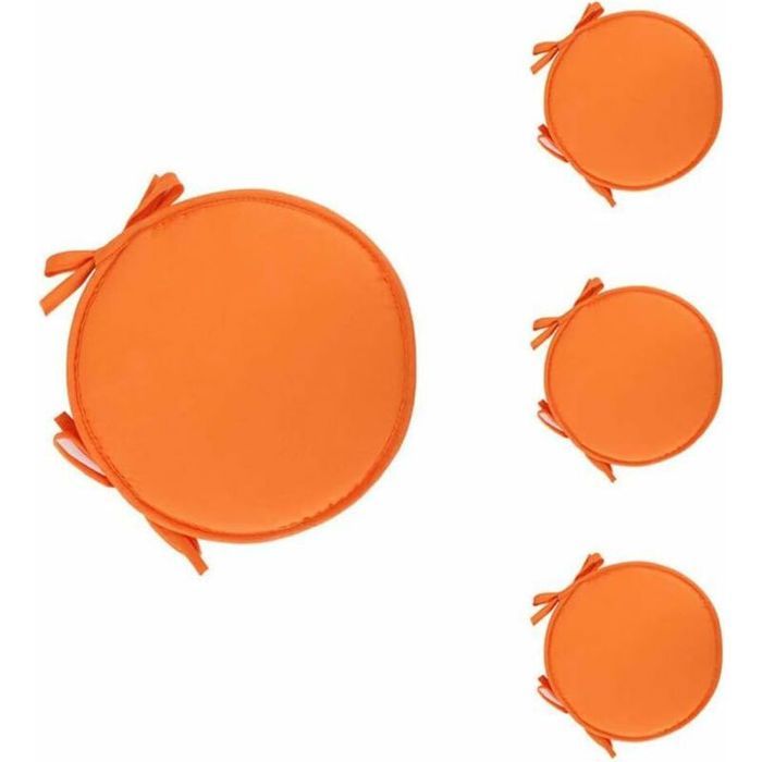 4pcs coussins chaise – Polyester doux avec liens – pour cuisine et bureau – 38cm orange