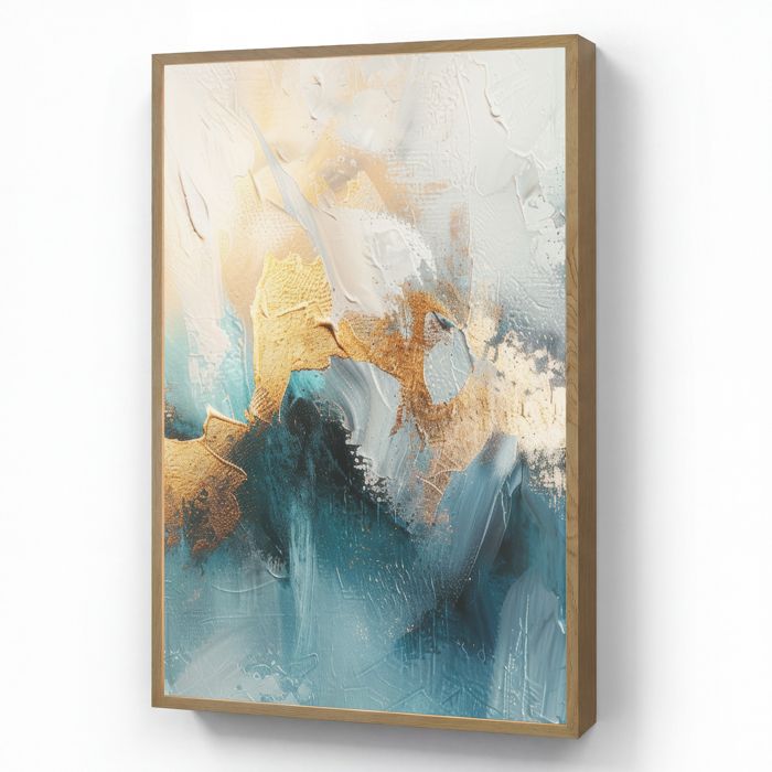 Applique Murale LED - Lampe de Chevet Murale Design - Motif Abstrait - Art - Or - Bleu 70x100 cm Couleur Turquoise - OnlyWow
