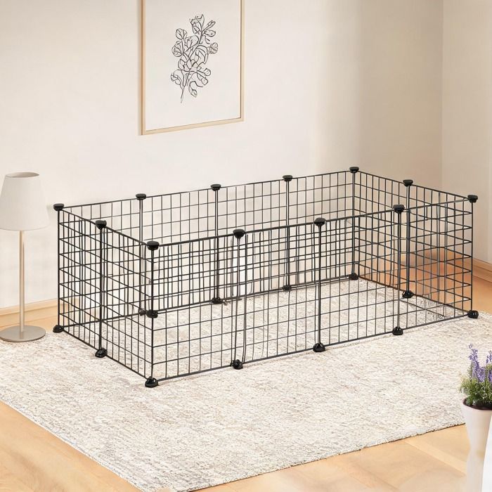 Enclos en fil métallique noir pour petits animaux 106 x 73 x 36 cm bords arrondis