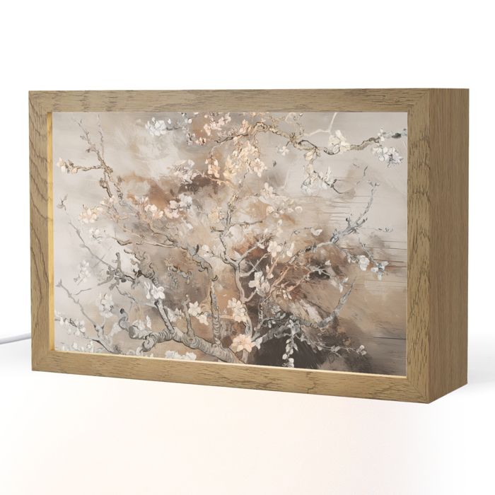 Lampe de Table LED - Lampe de Chevet - Motif Fleur damandier - Art - Van Gogh - Beige - 30x20 cm Couleur érable - OnlyWow