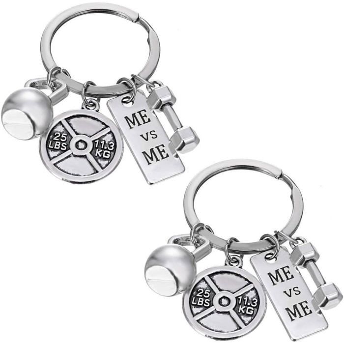 Set de 2 porte-clés de fitness avec breloques sportives