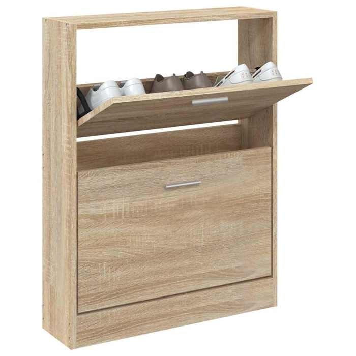 Casier à chaussures - Peu encombrant - Meuble à chaussures Chêne 59x17x81 cm - Bois dingénierie - Assemblage requis（8262）