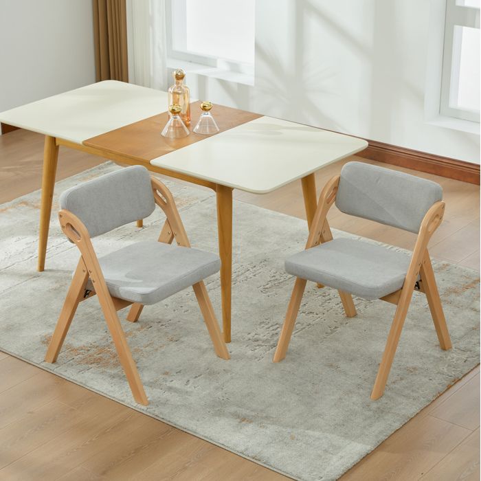 Chaise Pliante Rembourrée Grise Chaise De Salle À Manger FloraGrace Pour Cuisine Et Salon Sans Montage 52x59x77cm