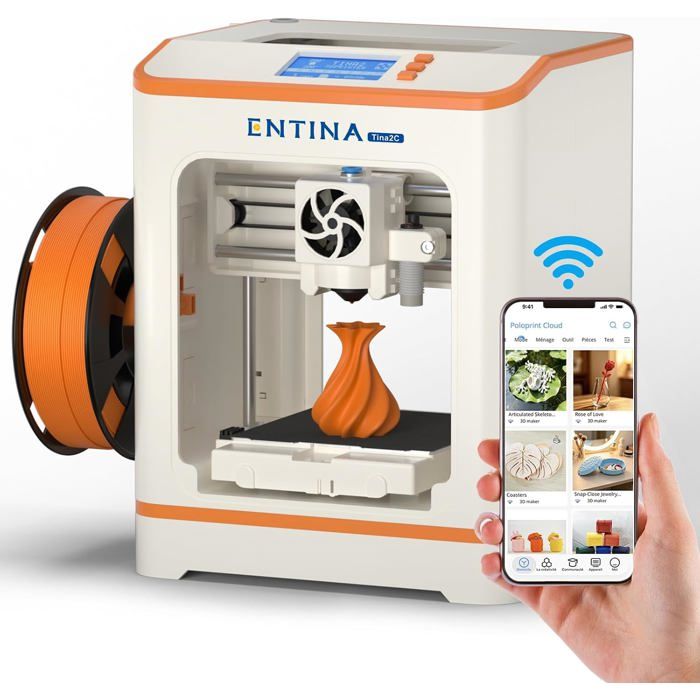 Tina2C Imprimante 3D Mini Débutants Et Famille Facile À Utiliser