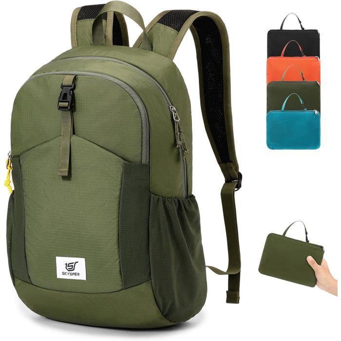 Sac à dos Pliable Antivol avec Protection RFID 20L Sac à dos de Randonnée Petit Sac à dos pour Homme Femme Voyages Trekking Sport