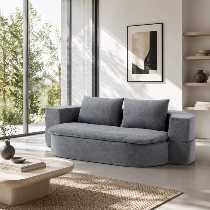Canapé convertible Canapé-lit 1 place gris clair 2 en 1 pliable pour salon et séjour mobilier pour espace de vie