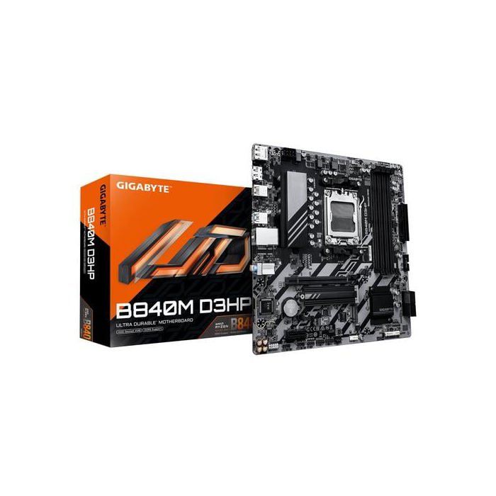 GIGABYTE B840M D3HP Carte Mère – Processeurs AMD Ryzen 9000 VRM 8+2+2 Phases Jusqu’à 8200 MHz DDR5 O.C. 2× .2 PCIe 4.0 LAN 1 GbE USB 3.2 Gen 2