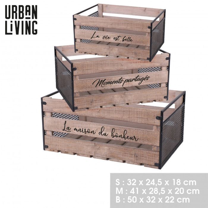 Boîtes En Bois Rectangulaires Lot De 5 - Différentes Tailles - Fermeture Métal - Rangement/Déco