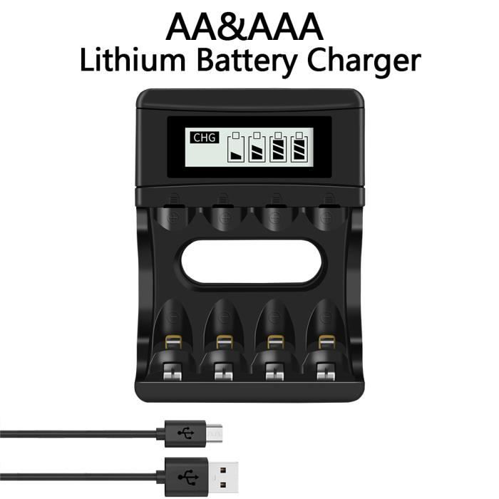 CELLONIC® Chargeur de piles AA et AAA USB avec 4 compartiments, Chargeur  pour batteries intelligent + 4x Batteries AA rechargeable 2600mAh