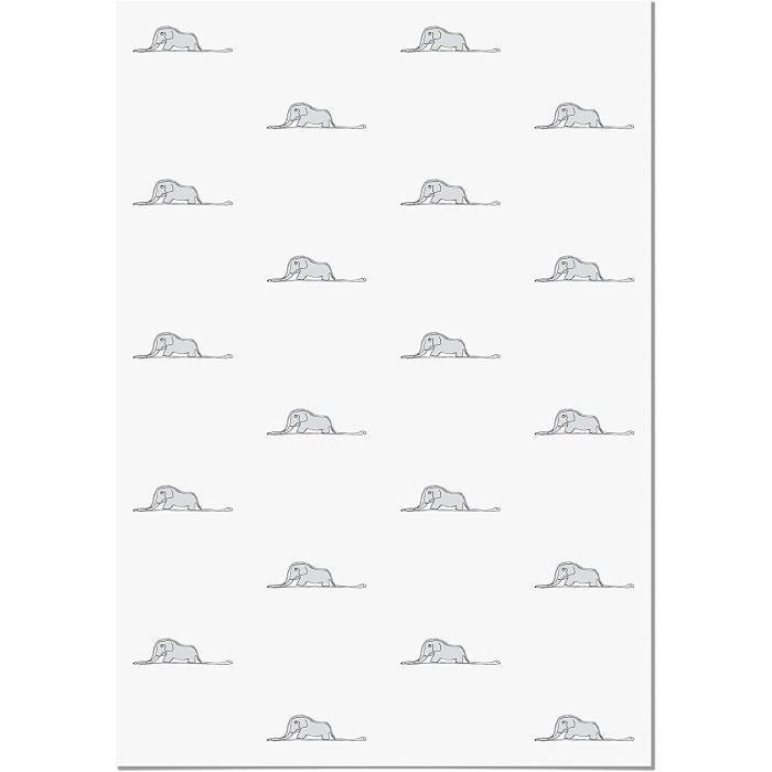 Papier Peint Adhesif Le Petit Prince Serpent et Éléphant 66x300 cm Imprimé sur Vinyle Textile