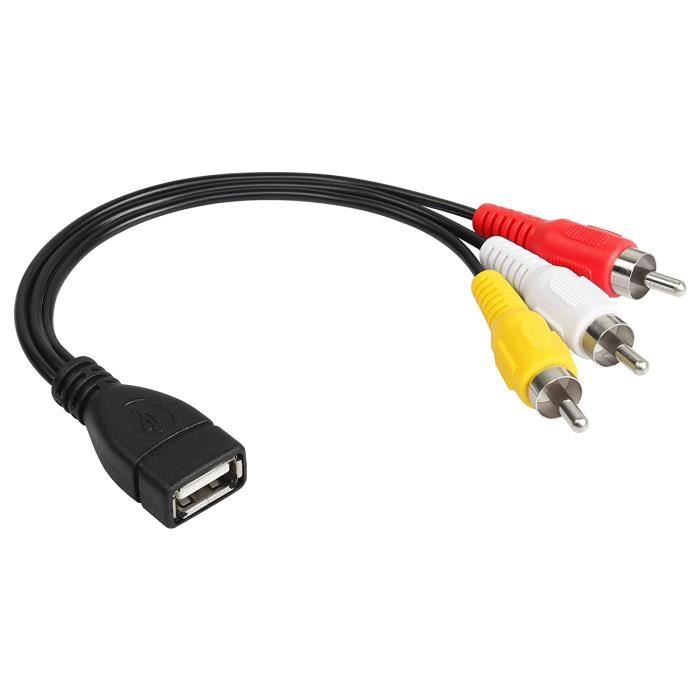 Câble adaptateur Audio Vidéo Universel Convertisseur USB 2.0 Mâle Vers 3 Rca