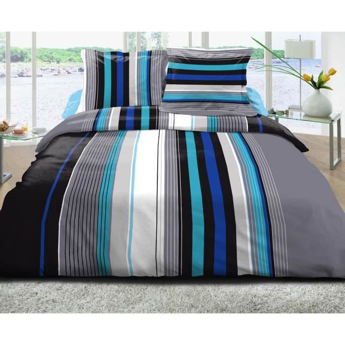 Parure De Lit 4 Pièces Microfibre New York City 240x300 Cm - Drap Plat, Housse Et Taies Douces
