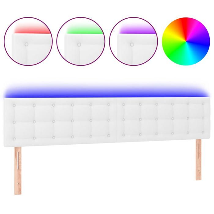 Tête de lit accessoire couchage chambre à coucher meuble à LED 180 par 5 par 78/88 synthetique blanc