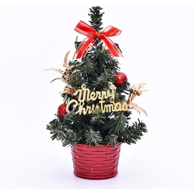 Lot De 3 Mini Sapins De Noël 20 Cm - Couleurs Or, Argent, Rouge - Décorations Table, Vitrine, DIY - PVC Réutilisable