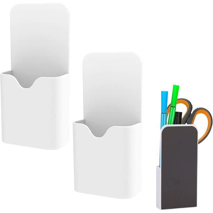 FRETONBA Porte-stylos Magnétiques Pliable, Porte Marqueur Magnétique, Porte Stylo Magnetique, Boite Aimantée Pour Réfrigérateur, Tableau Blanc, Casier, Blanc