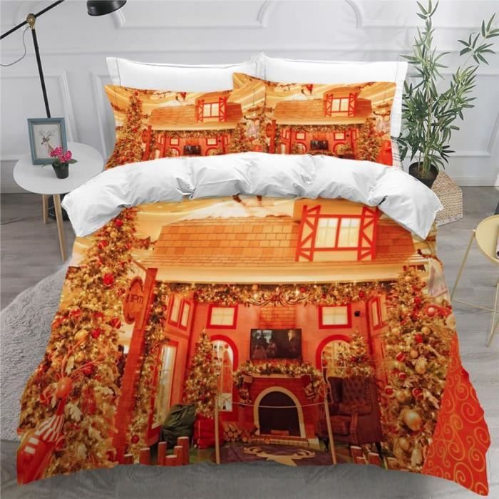 Housse De Couette 1 Personne Cheminée Pays Américain Parure De Lit