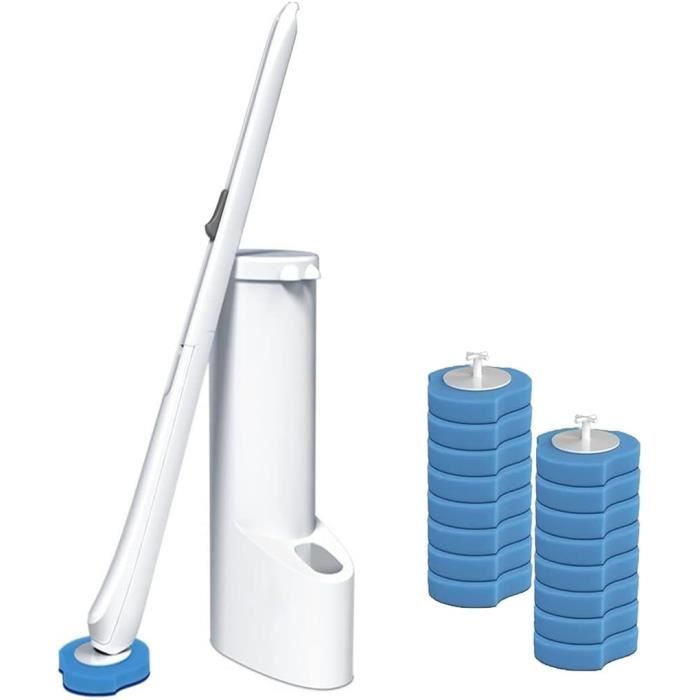 Kit Brosse WC Jetable AnMelon - Support Mural Ou Posé, 16 Têtes De Rechange, Nettoyage Hygiénique Et Sans Contact