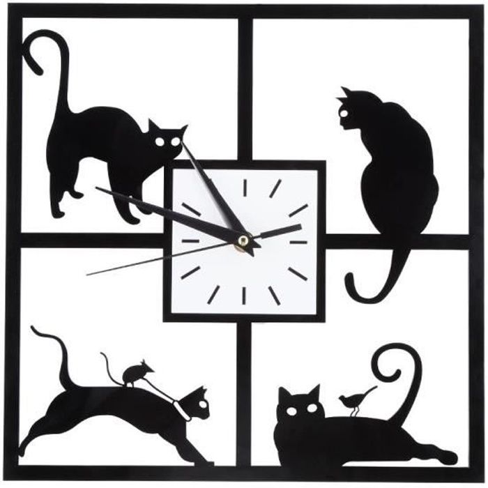 Creative Cat Horloge murale Creative Home moderne minimaliste Art Horloge Murale