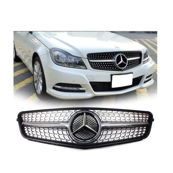 Calandre Diamant Mercedes Classe C W204 Gris Silver Et Chrome Vendue Avec Logo Achat Vente Kit Carrosserie Calandre Diamant Mercedes C Cdiscount