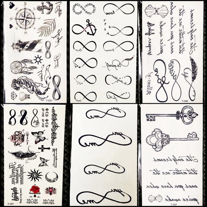 6 Morceaux Petit Noir Infini Tatouage Temporaire Femmes Doigt Autocollants Hommes Bras Art Impermeable Fournitures De Tatouage Cdiscount Au Quotidien