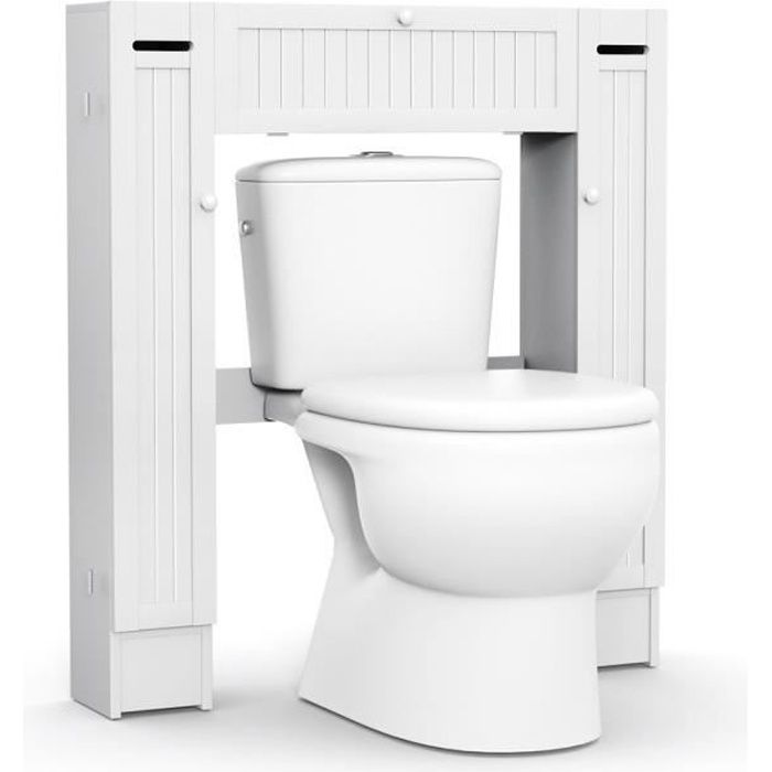 Meuble Wc Armoire De Toilette Etagere De Salle De Bains Pont Wc Pour Rangement 87 X 18 X 98 Cm Blanc En Bois Achat Vente Colonne Armoire Wc Armoire De Toilette Cdiscount