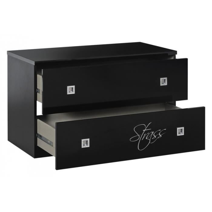 Commode Noire Laquee Strass Option Meuble De Base Achat