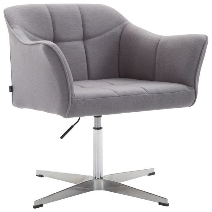 Fauteuil de bureau ergonomique sans roulettes en tissu gris hauteur
